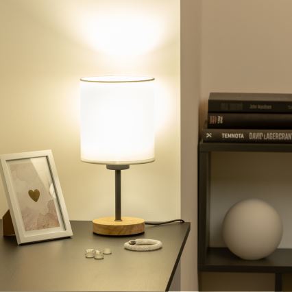 Brilagi - Stolní lampa NUBILA WOOD 1xE27/25W/230V dub/bílá