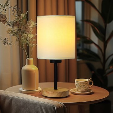 Brilagi - Stolní lampa NUBILA WOOD 1xE27/25W/230V dub/černá/krémová