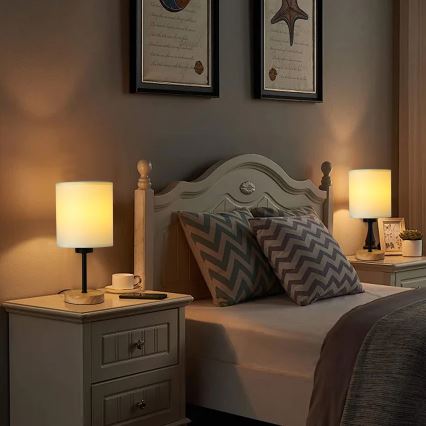 Brilagi - Stolní lampa NUBILA WOOD 1xE27/25W/230V dub/černá/krémová