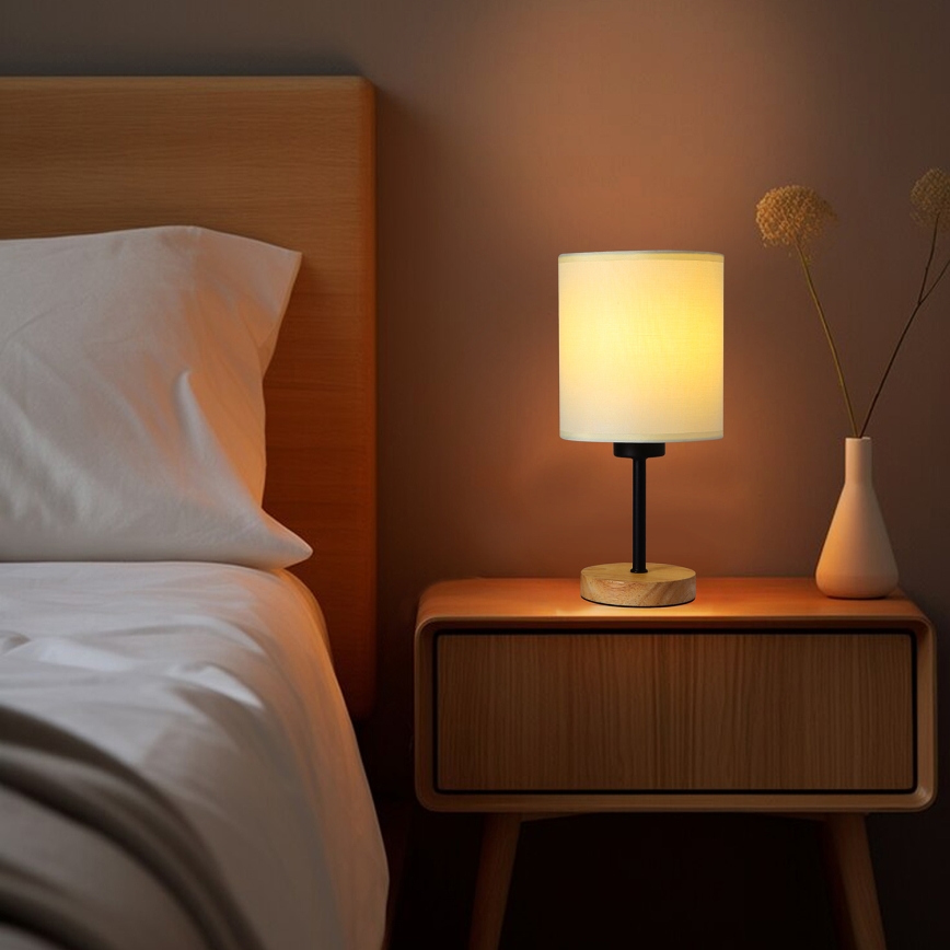 Brilagi - Stolní lampa NUBILA WOOD 1xE27/25W/230V dub/černá/krémová