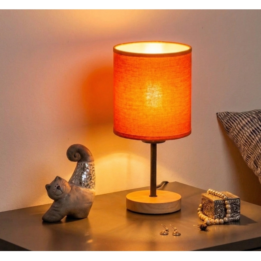 Brilagi - Stolní lampa NUBILA WOOD 1xE27/25W/230V dub/černá/oranžová