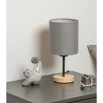 Brilagi - Stolní lampa NUBILA WOOD 1xE27/25W/230V dub/černá/sv. šedá