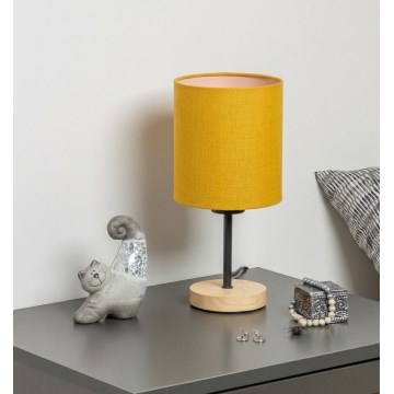Brilagi - Stolní lampa NUBILA WOOD 1xE27/25W/230V dub/černá/žlutá