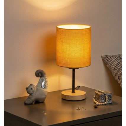 Brilagi - Stolní lampa NUBILA WOOD 1xE27/25W/230V dub/černá/žlutá