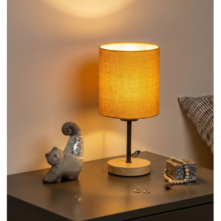 Brilagi - Stolní lampa NUBILA WOOD 1xE27/25W/230V dub/černá/žlutá
