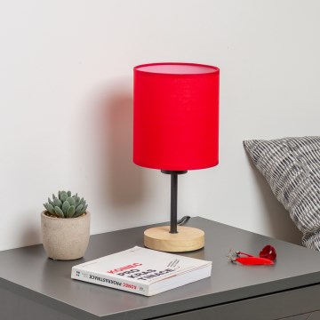 Brilagi - Stolní lampa NUBILA WOOD 1xE27/25W/230V dub/červená