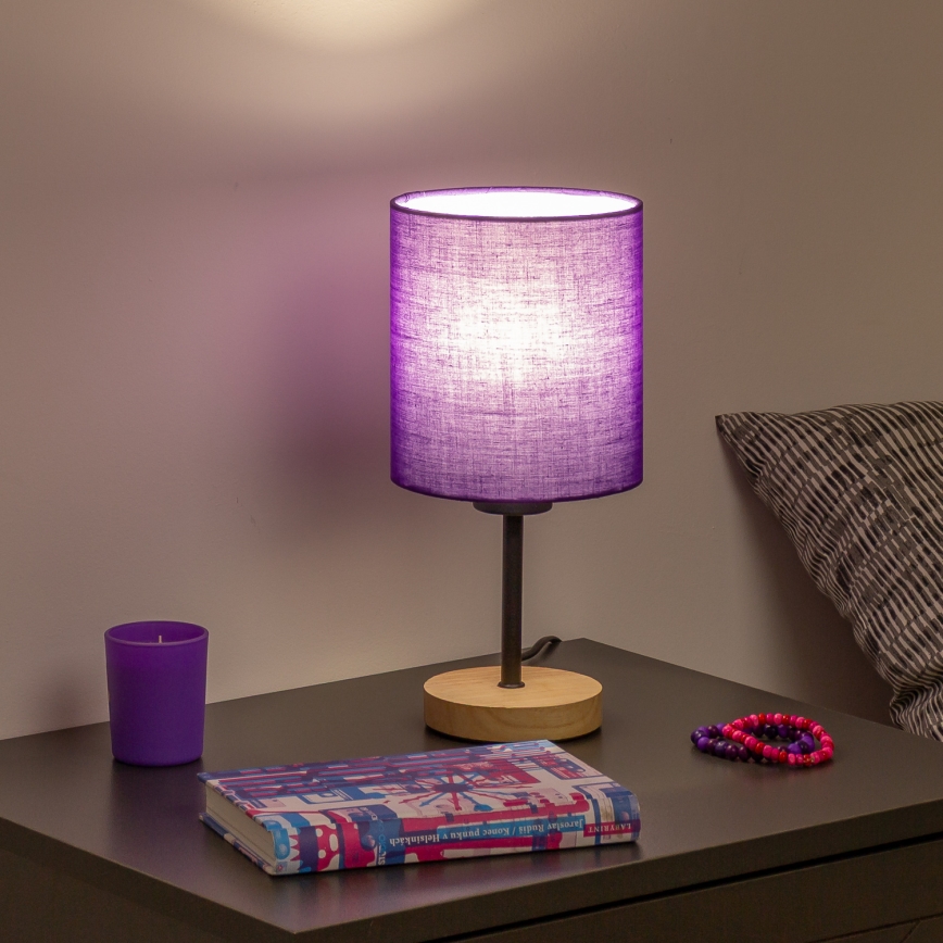 Brilagi - Stolní lampa NUBILA WOOD 1xE27/25W/230V dub/fialová