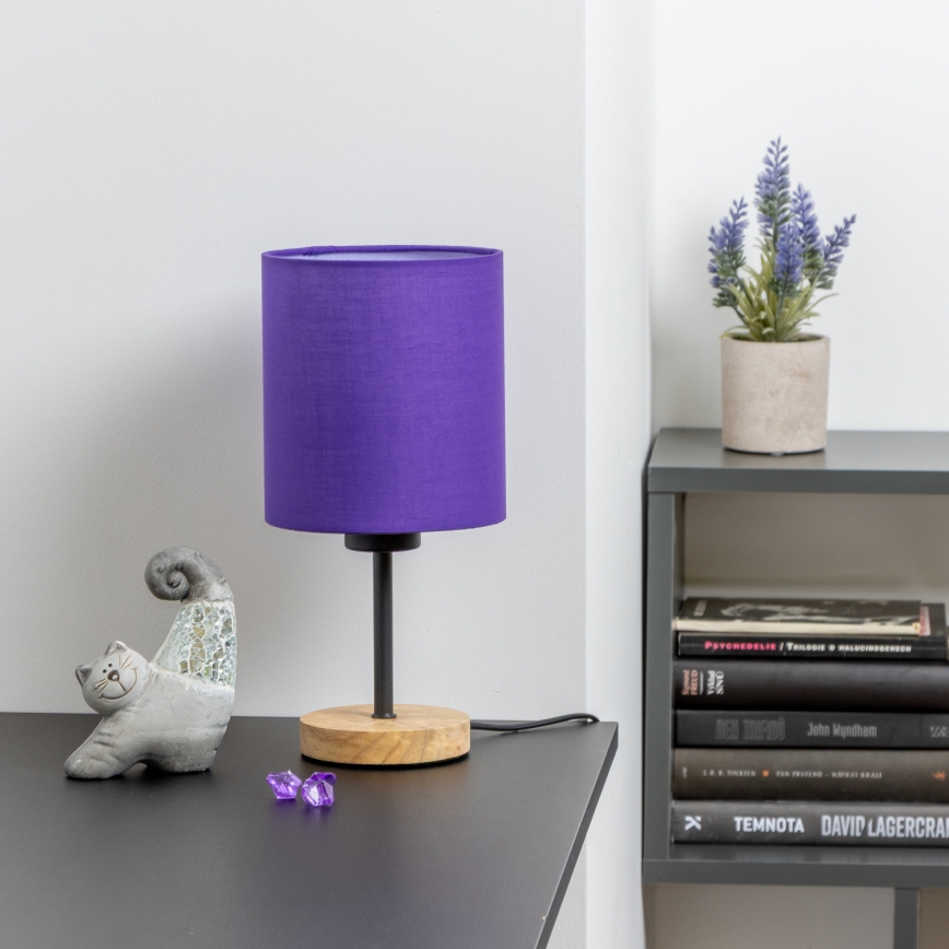 Brilagi - Stolní lampa NUBILA WOOD 1xE27/25W/230V dub/fialová