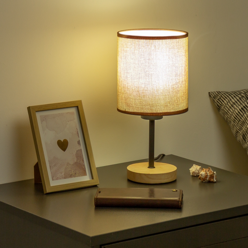 Brilagi - Stolní lampa NUBILA WOOD 1xE27/25W/230V dub/hnědá