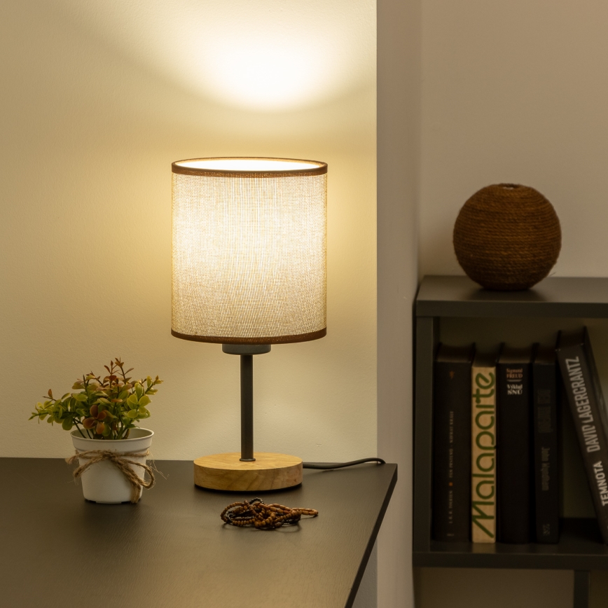 Brilagi - Stolní lampa NUBILA WOOD 1xE27/25W/230V dub/hnědá