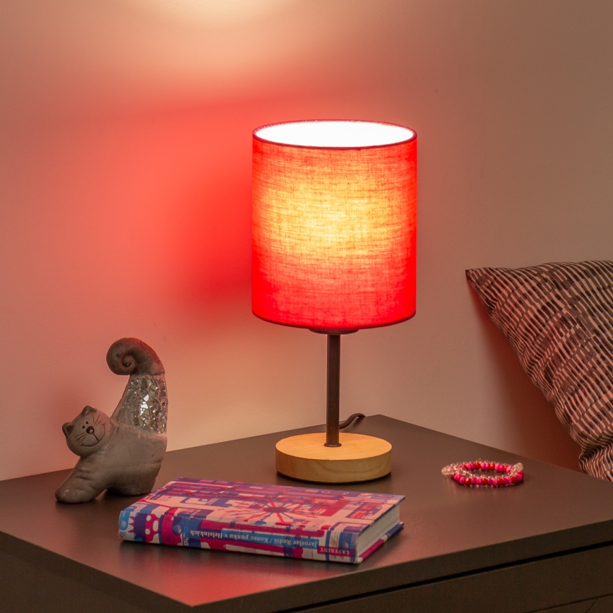 Brilagi - Stolní lampa NUBILA WOOD 1xE27/25W/230V dub/růžová