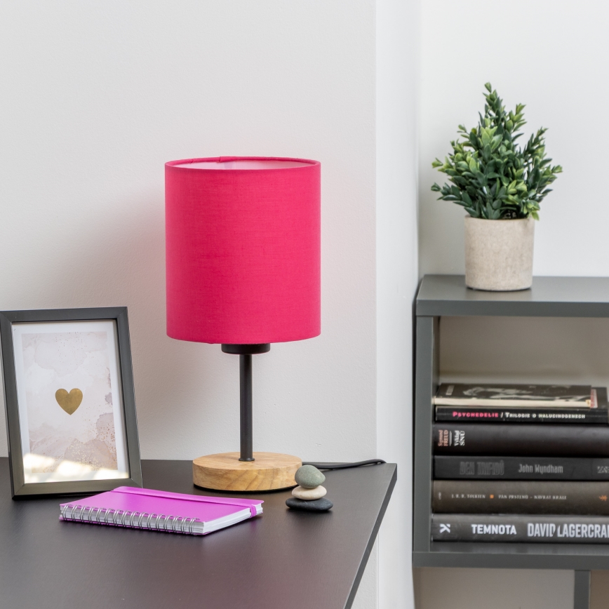 Brilagi - Stolní lampa NUBILA WOOD 1xE27/25W/230V dub/růžová
