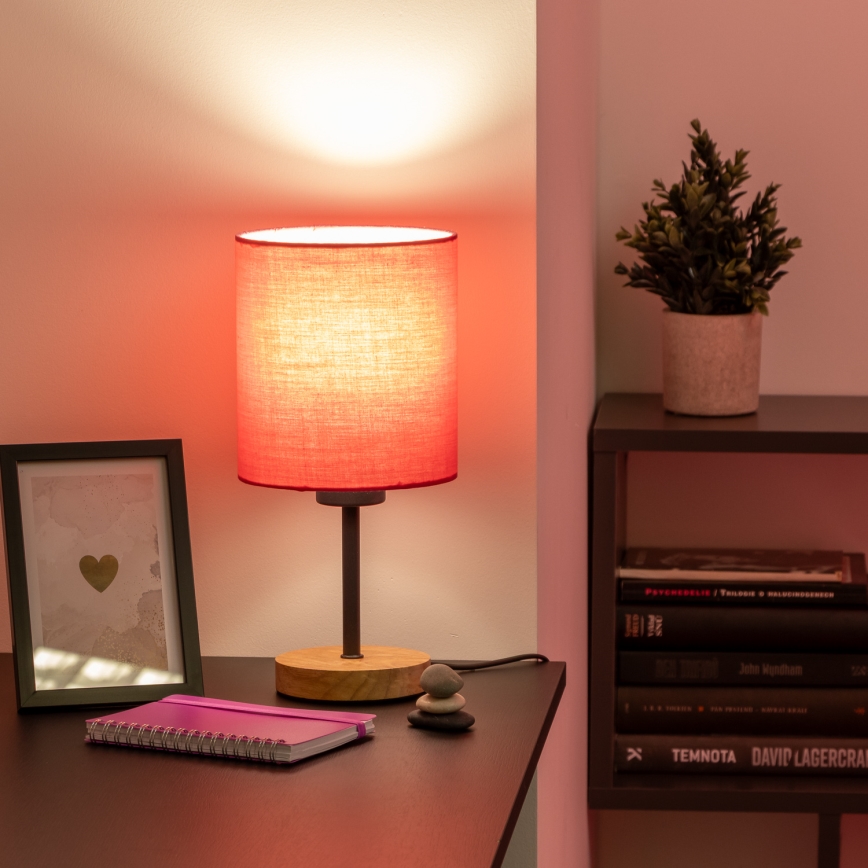 Brilagi - Stolní lampa NUBILA WOOD 1xE27/25W/230V dub/růžová