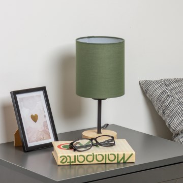Brilagi - Stolní lampa NUBILA WOOD 1xE27/25W/230V dub/zelená