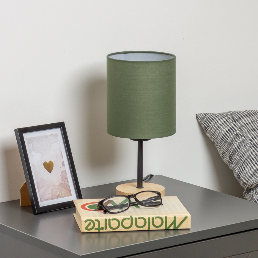 Brilagi - Stolní lampa NUBILA WOOD 1xE27/25W/230V dub/zelená