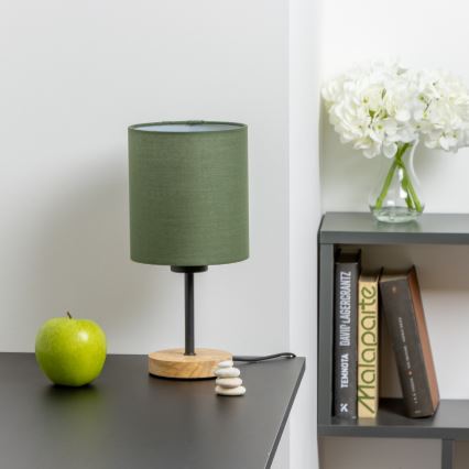 Brilagi - Stolní lampa NUBILA WOOD 1xE27/25W/230V dub/zelená