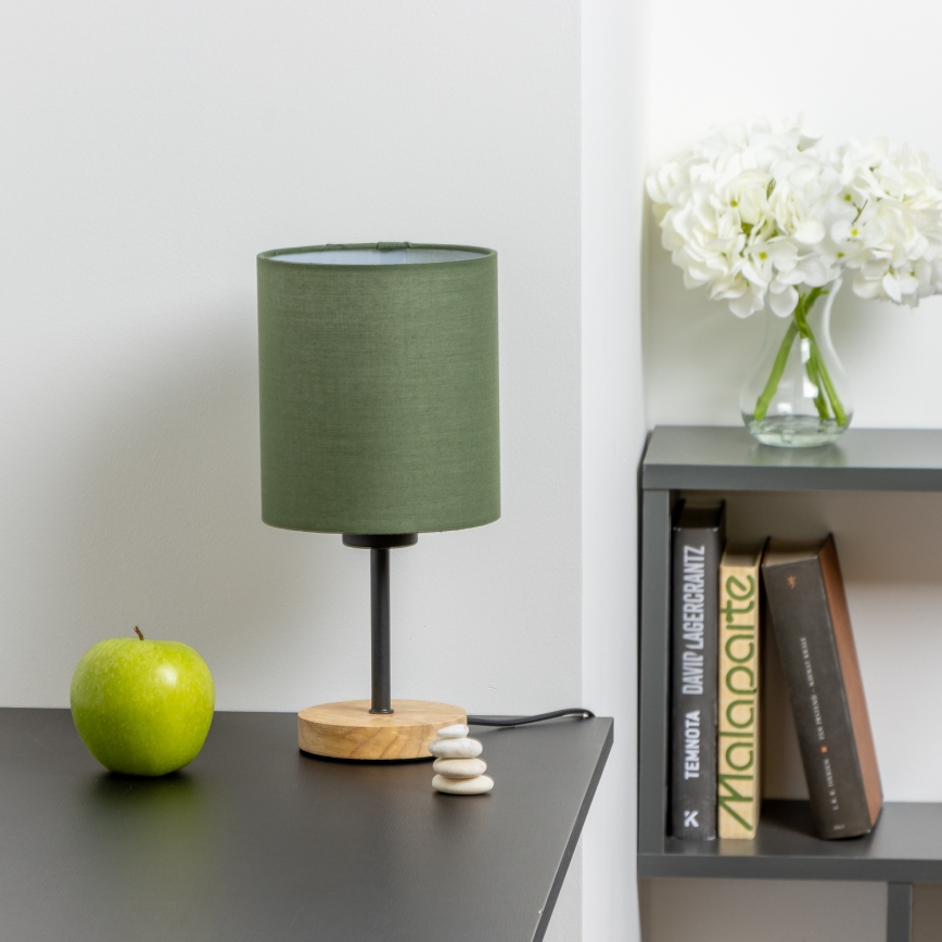 Brilagi - Stolní lampa NUBILA WOOD 1xE27/25W/230V dub/zelená