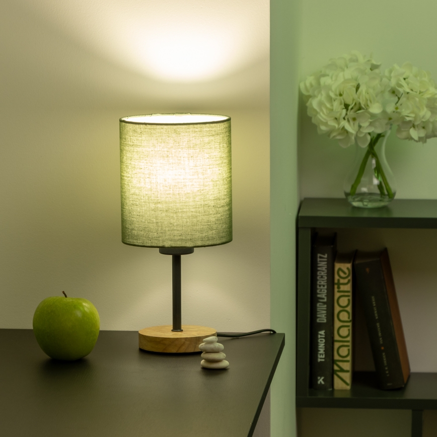 Brilagi - Stolní lampa NUBILA WOOD 1xE27/25W/230V dub/zelená