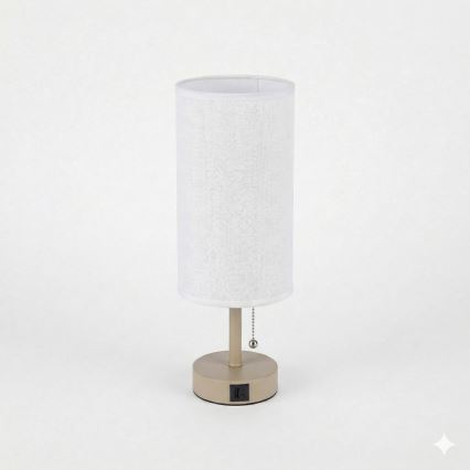 Brilagi - Stolní lampa s USB portem TABLON 1xE27/25W/230V béžová/bílá