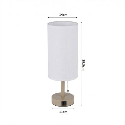 Brilagi - Stolní lampa s USB portem TABLON 1xE27/25W/230V béžová/bílá