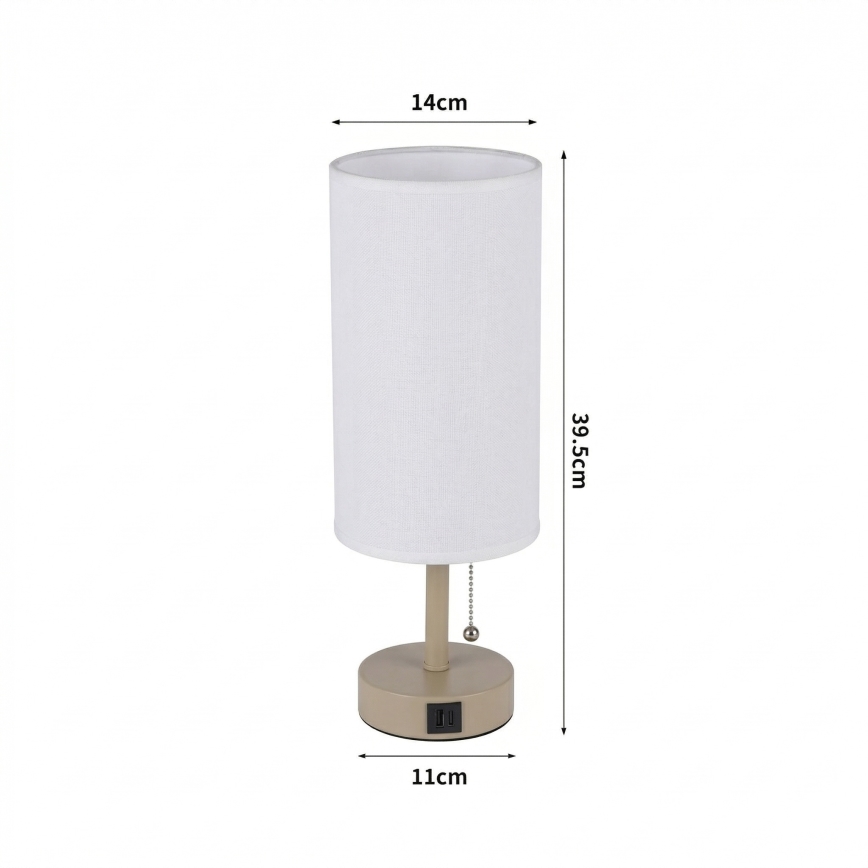 Brilagi - Stolní lampa s USB portem TABLON 1xE27/25W/230V béžová/bílá