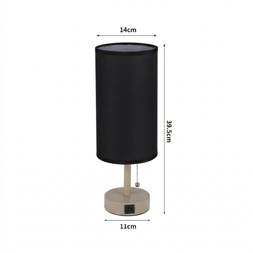 Brilagi - Stolní lampa s USB portem TABLON 1xE27/25W/230V béžová/černá