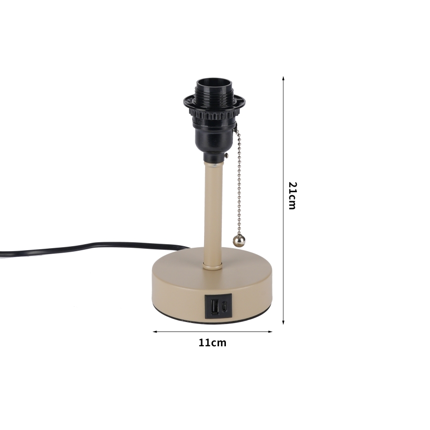 Brilagi - Stolní lampa s USB portem TABLON 1xE27/25W/230V béžová