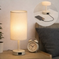Brilagi - Stolní lampa s USB portem TABLON 1xE27/25W/230V béžová/krémová