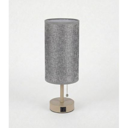 Brilagi - Stolní lampa s USB portem TABLON 1xE27/25W/230V béžová/šedá