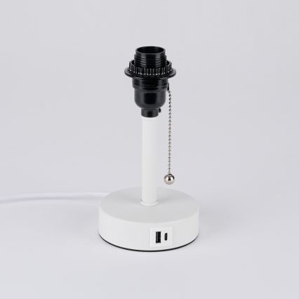 Brilagi - Stolní lampa s USB portem TABLON 1xE27/25W/230V bílá/béžová