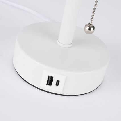 Brilagi - Stolní lampa s USB portem TABLON 1xE27/25W/230V bílá/černá