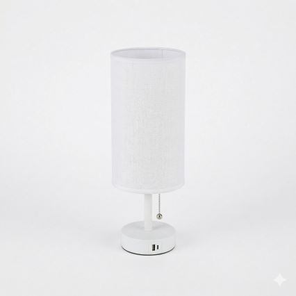 Brilagi - Stolní lampa s USB portem TABLON 1xE27/25W/230V bílá