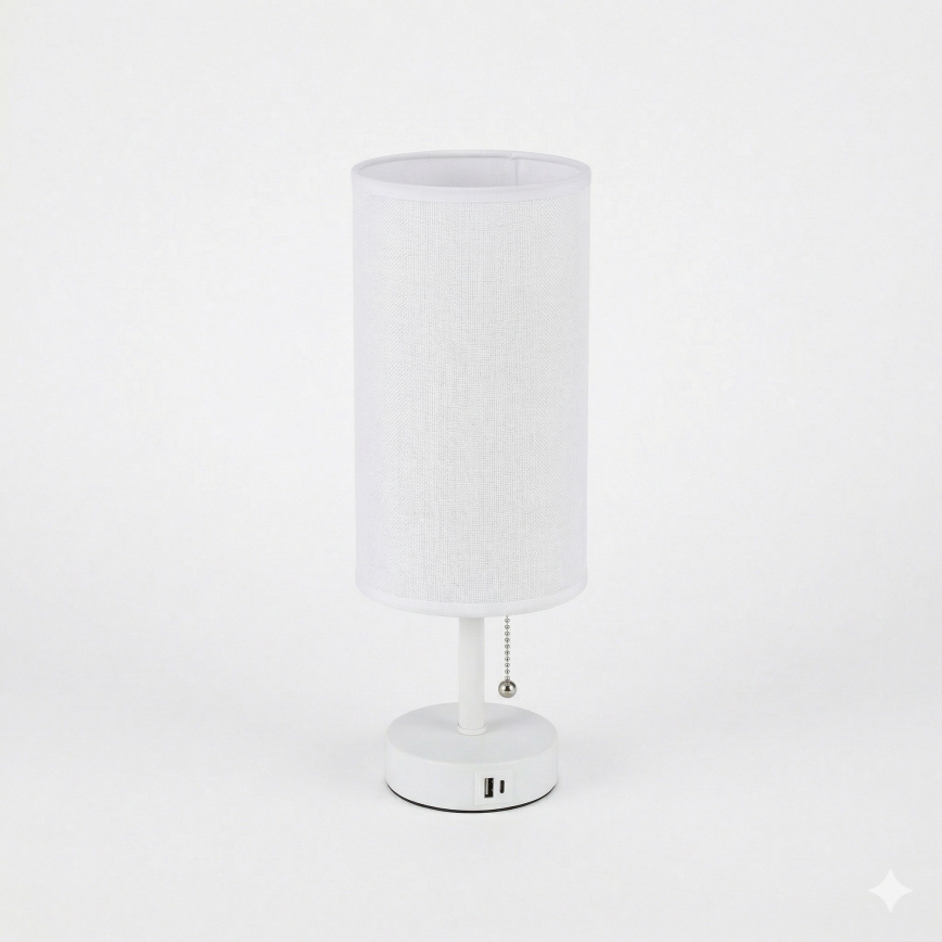 Brilagi - Stolní lampa s USB portem TABLON 1xE27/25W/230V bílá