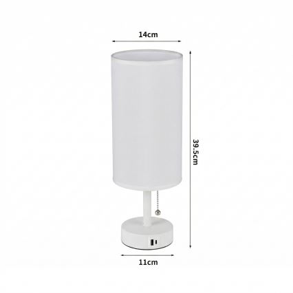 Brilagi - Stolní lampa s USB portem TABLON 1xE27/25W/230V bílá