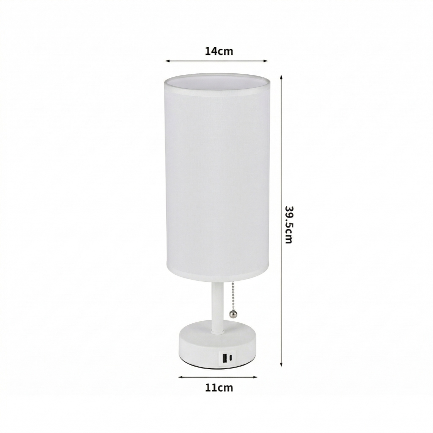 Brilagi - Stolní lampa s USB portem TABLON 1xE27/25W/230V bílá