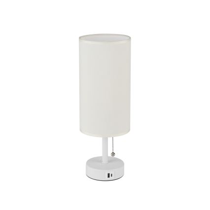 Brilagi - Stolní lampa s USB portem TABLON 1xE27/25W/230V bílá/krémová