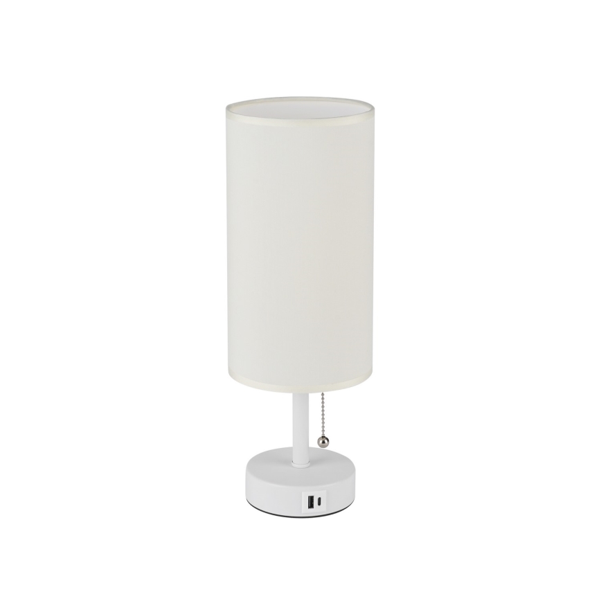 Brilagi - Stolní lampa s USB portem TABLON 1xE27/25W/230V bílá/krémová