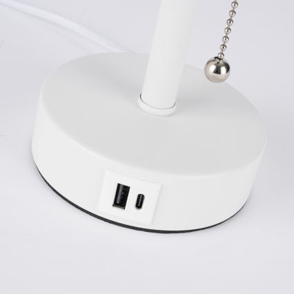 Brilagi - Stolní lampa s USB portem TABLON 1xE27/25W/230V bílá/krémová