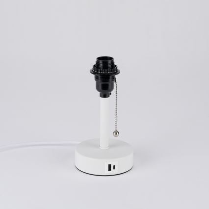 Brilagi - Stolní lampa s USB portem TABLON 1xE27/25W/230V bílá/krémová