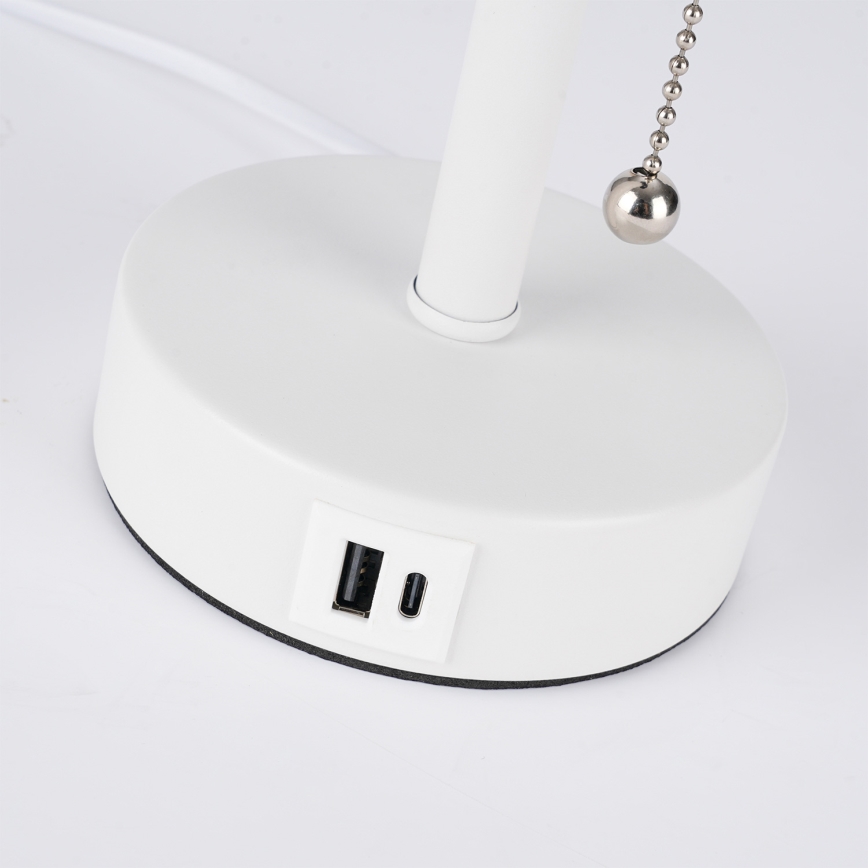 Brilagi - Stolní lampa s USB portem TABLON 1xE27/25W/230V bílá/šedá