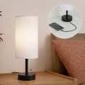 Brilagi - Stolní lampa s USB portem TABLON 1xE27/25W/230V černá/bílá