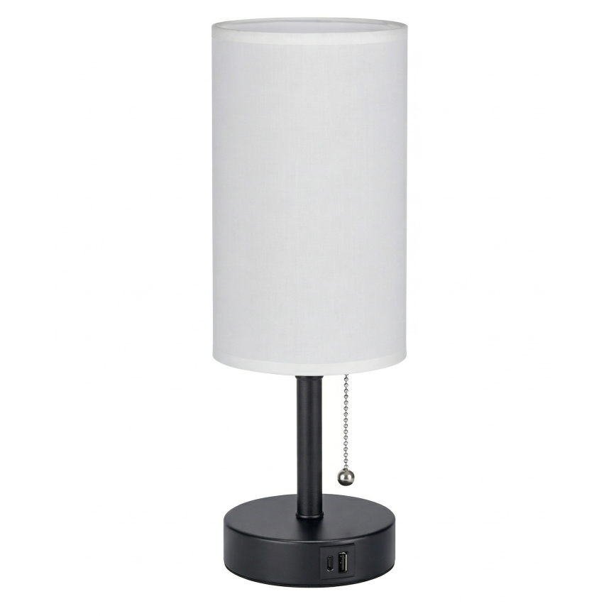 Brilagi - Stolní lampa s USB portem TABLON 1xE27/25W/230V černá/bílá