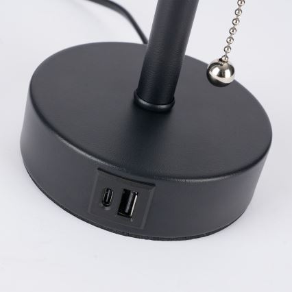 Brilagi - Stolní lampa s USB portem TABLON 1xE27/25W/230V černá/bílá
