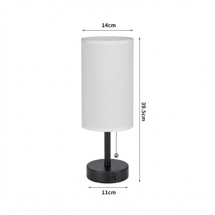 Brilagi - Stolní lampa s USB portem TABLON 1xE27/25W/230V černá/bílá