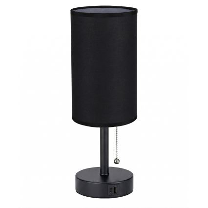 Brilagi - Stolní lampa s USB portem TABLON 1xE27/25W/230V černá