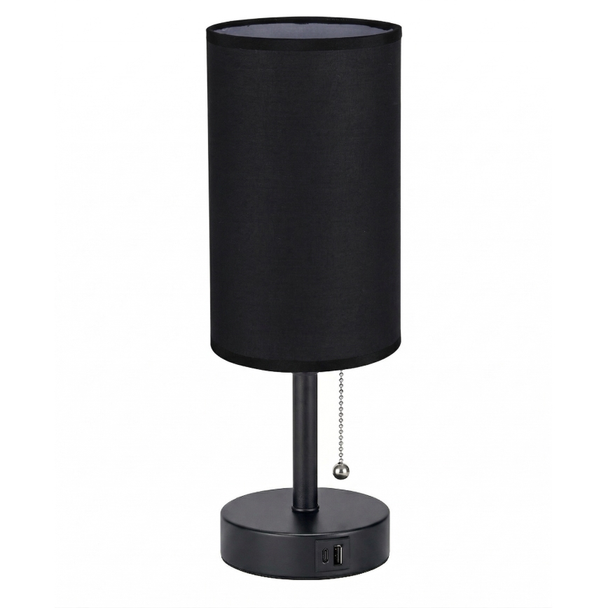 Brilagi - Stolní lampa s USB portem TABLON 1xE27/25W/230V černá