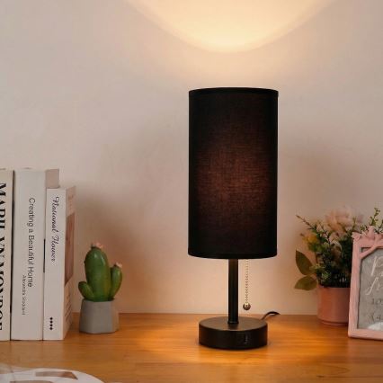 Brilagi - Stolní lampa s USB portem TABLON 1xE27/25W/230V černá