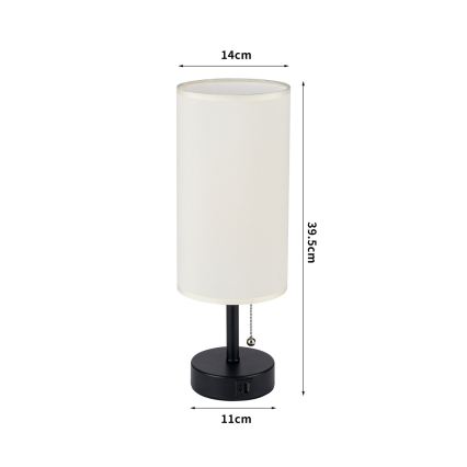 Brilagi - Stolní lampa s USB portem TABLON 1xE27/25W/230V černá/krémová