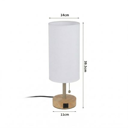 Brilagi - Stolní lampa s USB portem TABLON 1xE27/25W/230V dub/béžová/bílá