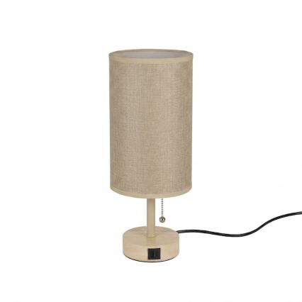 Brilagi - Stolní lampa s USB portem TABLON 1xE27/25W/230V dub/béžová